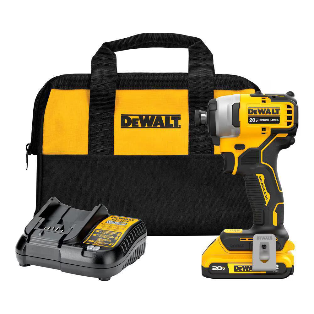 DEWALT DCF809D1 - 20V MAX ATOMIC Lithium-Ion Brushless Cordless Compact 1/4 inch Impact Driver Kit - with 2.0Ah Battery, Charger & Bag